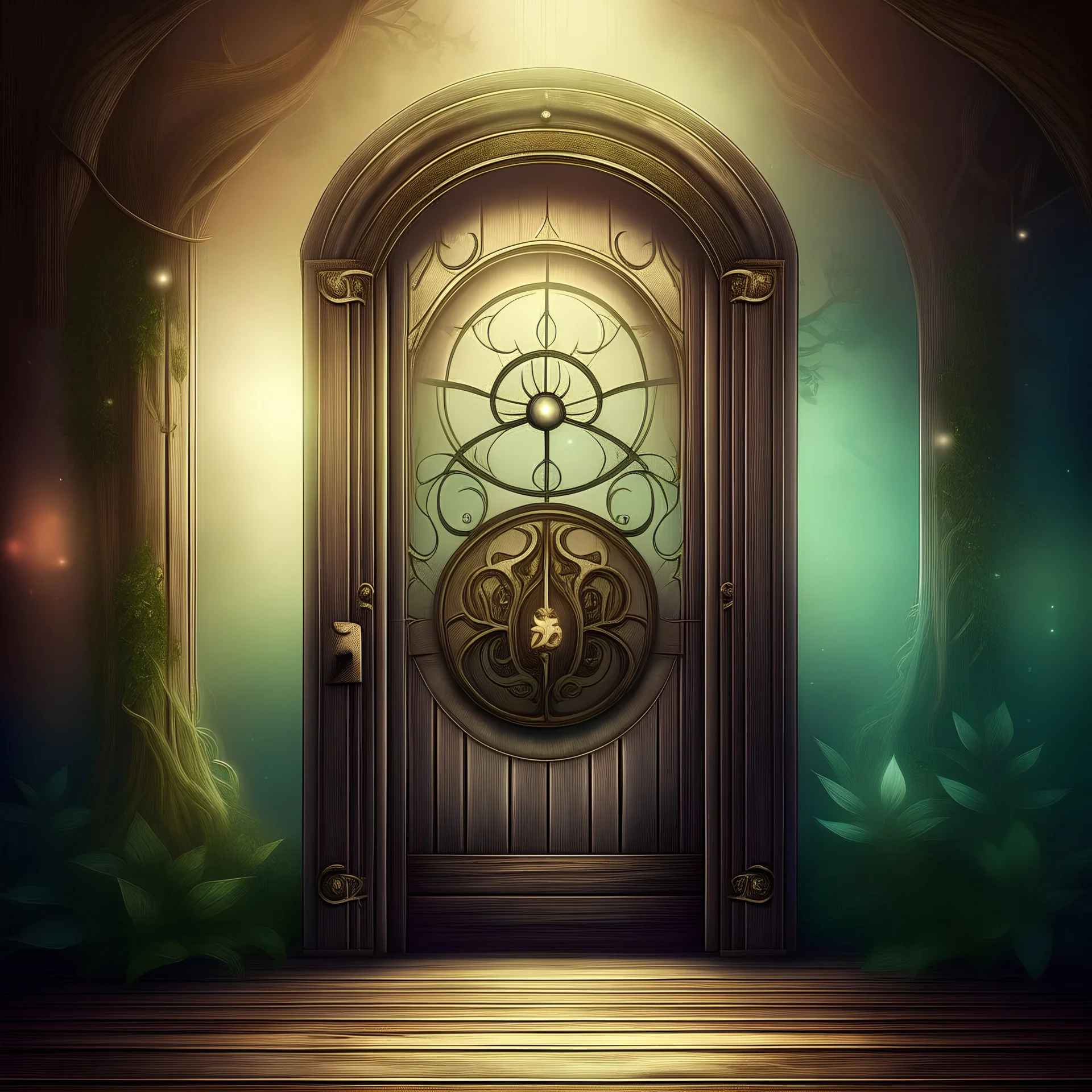background fantasy avec une porte magique