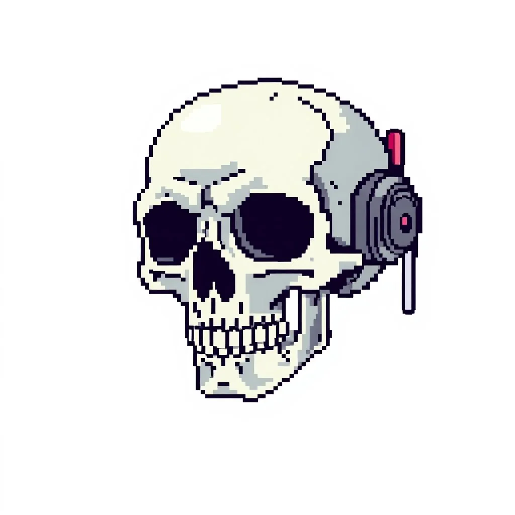 8 bit pixelart cyberpunk skull,servitor, Comic style