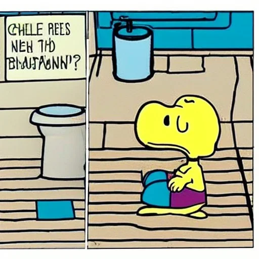 Charlie Brown on thé toilet