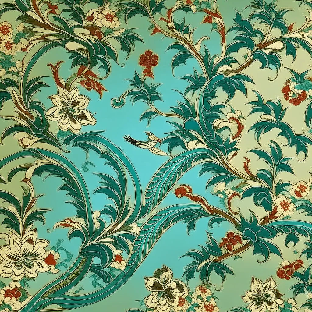 a sinister and subversive repeatable tiling Chinoiserie wallpaper pattern