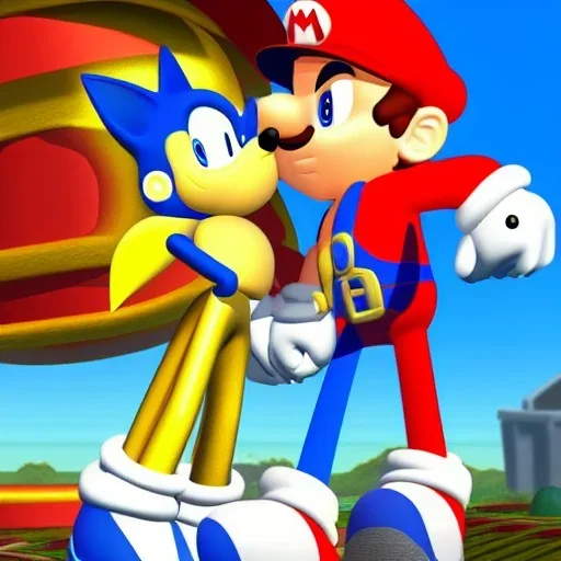 mario kissing sonic