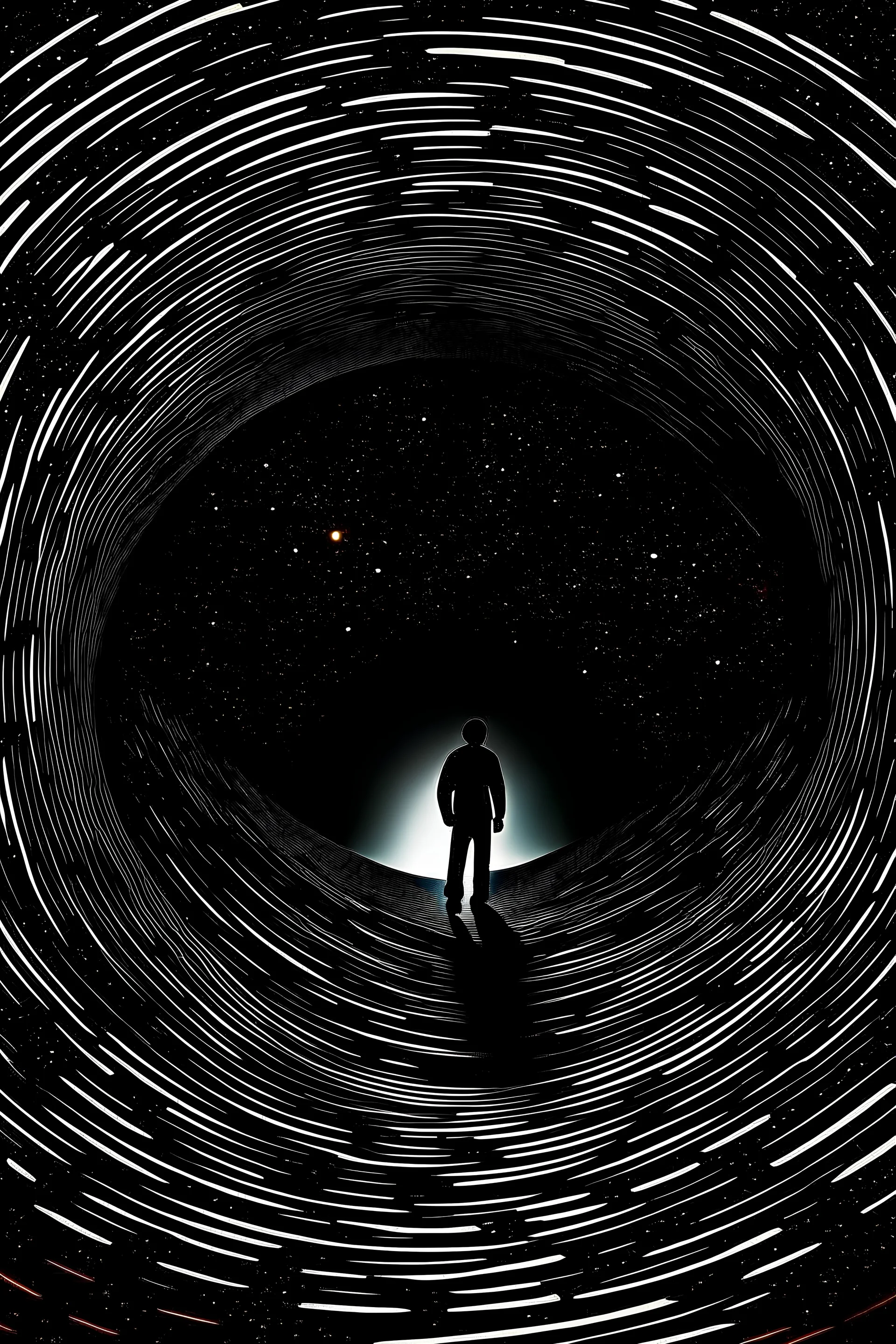 a man in black hole space