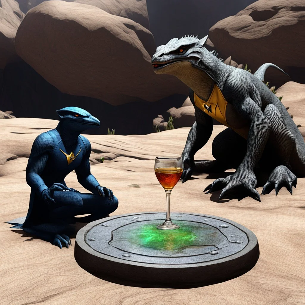 [Star Trek universe] drinking Saundy Saurian Brandy on a tombe stone