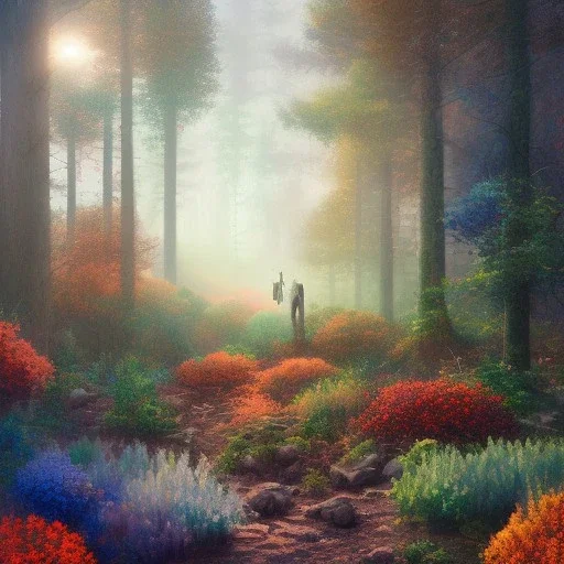  pastel colors, future art , red, orange, white,brown,son, earth, wod, trees, flowers, forest wod