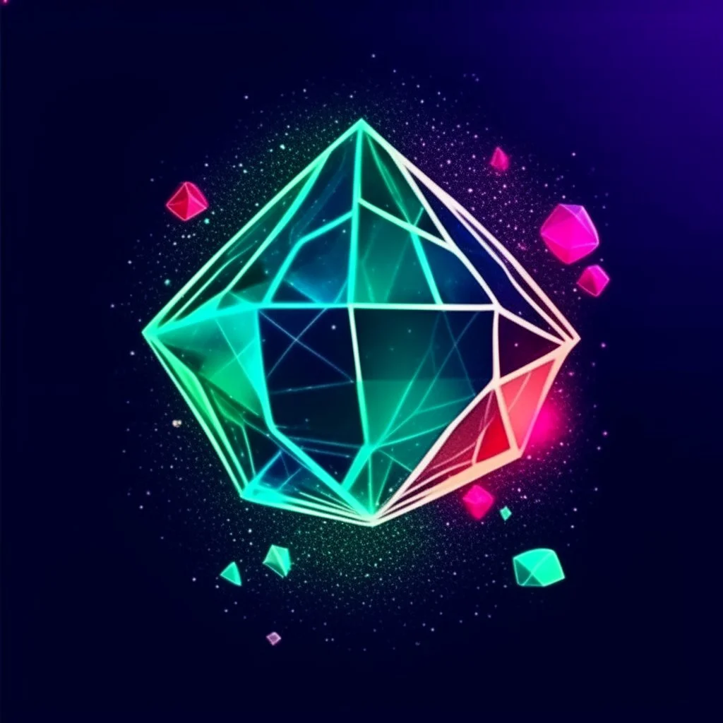 holographic glass minimal icon geometric polygon in cosmic background