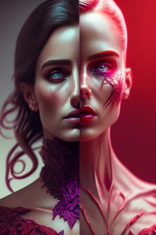 woman and the devil , high delicate defined details, beautiful, atmospheric, matte, 3 d 8 k octane rendered, sharp focus, illustration, high detail, ultra realistic, highly saturated colors