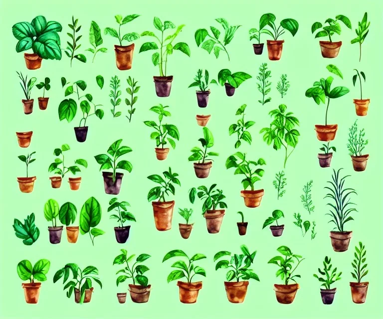 Vector plants and herb set illustration. Watercolor ฉากหลังสีขาว