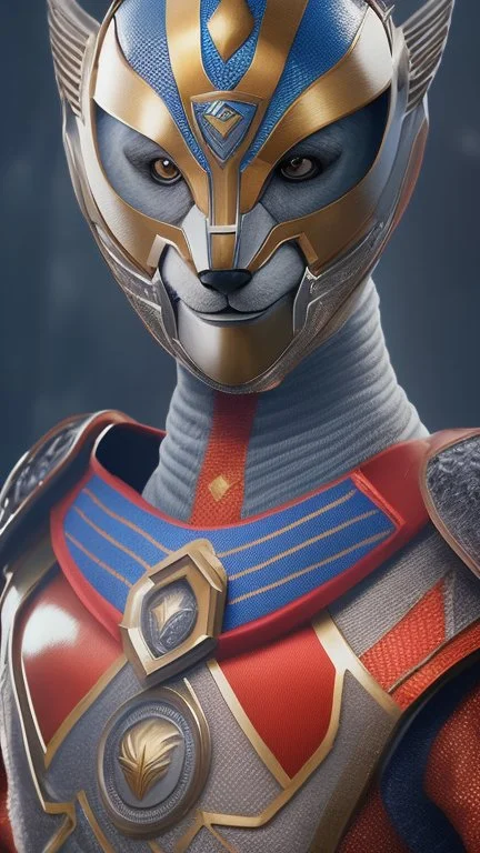 full body portrait of a Superhero Meerkatman, Serius, Mask, Head Man Mouth And Nose Hyper Realistic Armor Intricate Detail Novelty Full Body Cinematic 4k