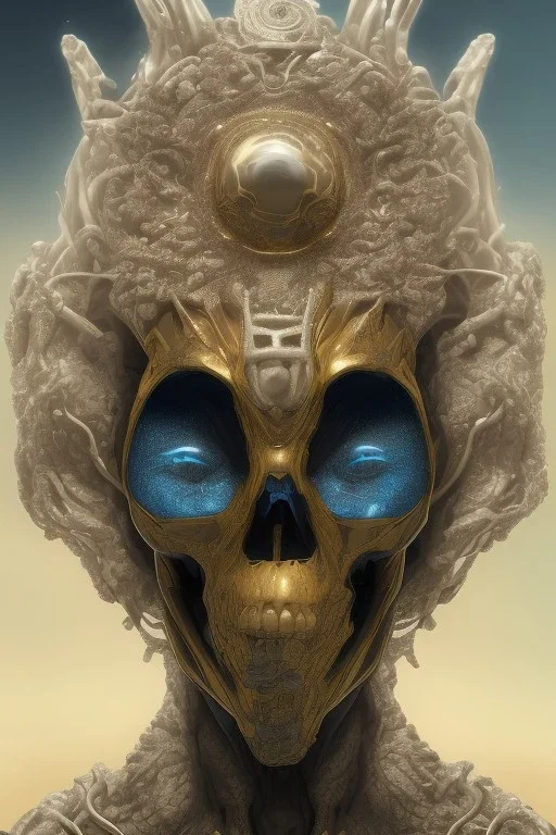 black male African alien, cracks in the voodoo head, wicked, Asian eyes, crown, blood, 8k, finely detailed, photo realistic, Boris Vallejo style turquoise skull head gold dragon space alien rain skeleton gold tooth silver helmet silver space suit spaceships