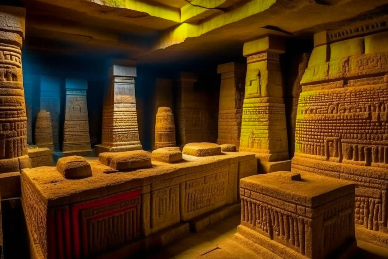 Tombs of kings of ancient civilization, many objects. pomp A huge splendor is the ancient Tomb of Kings in the depths of the earthTemple of the goddess Venus, where Amazon women guard the magnificent huge hall, some armed.