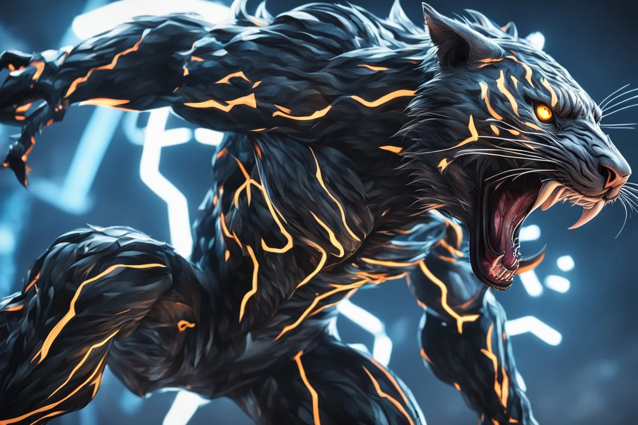 Venom beast in 8k anime cgi artstyle, white tiger them, warrior beast, neon effect, close picture, full body, apocalypse, intricate details, highly detailed, high details, detailed portrait, masterpiece,ultra detailed, ultra quality