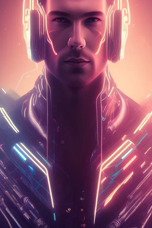 cyberpunk, head, men, portrai, tron