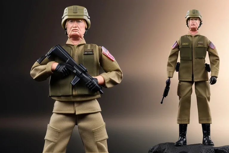 G.I. Joe toy doll soldier nylon Donald Trump, gun,boots, helmet, trump face jaw