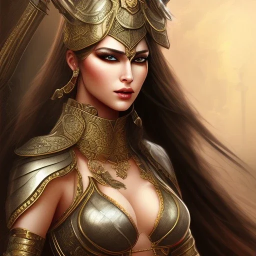 arab female warrior sexy big cleavage dark eyes ornate metal armour silks