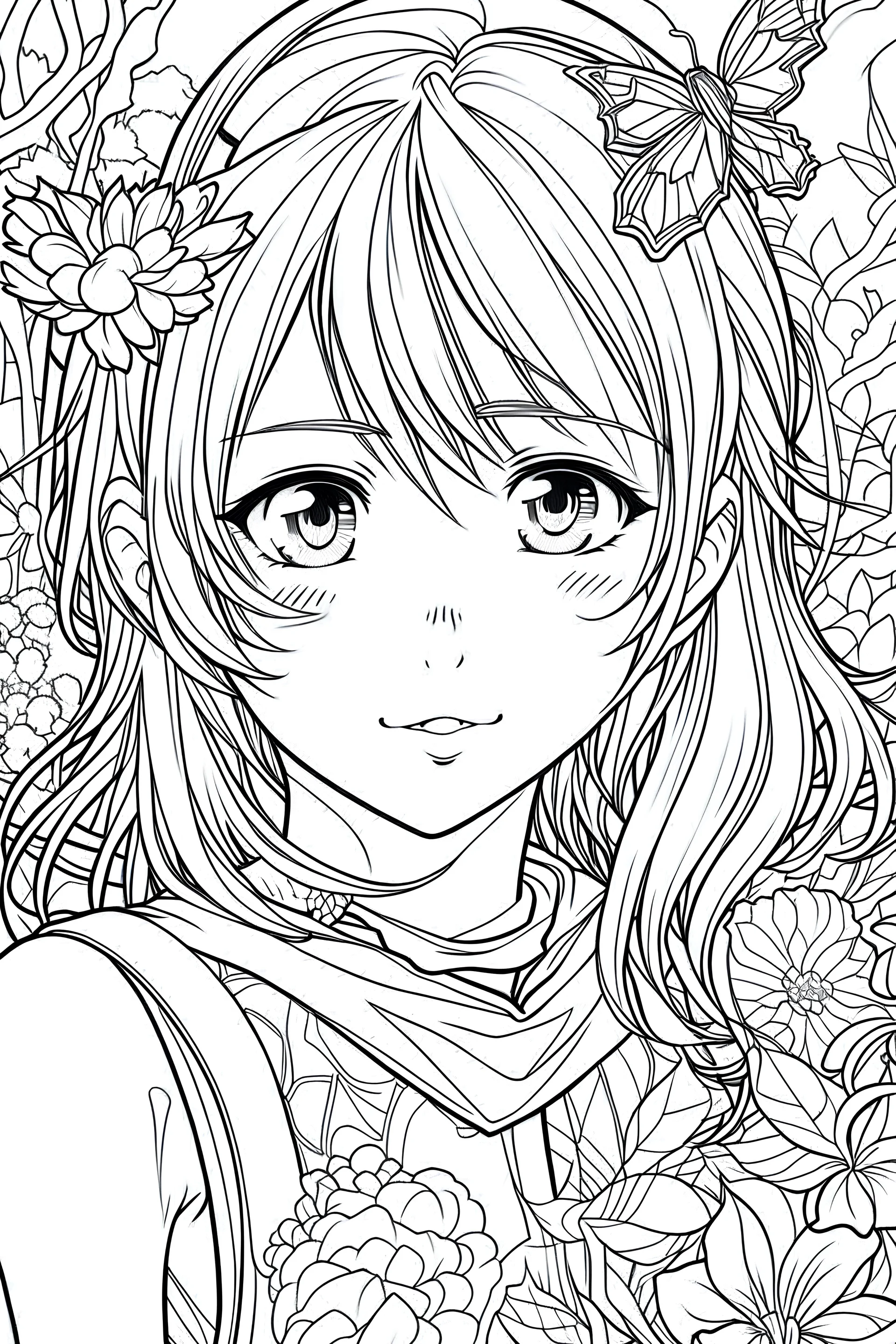 Create several types of coloring pages for me, sized 8.5 x 11 inches, under the theme of manga anime.
