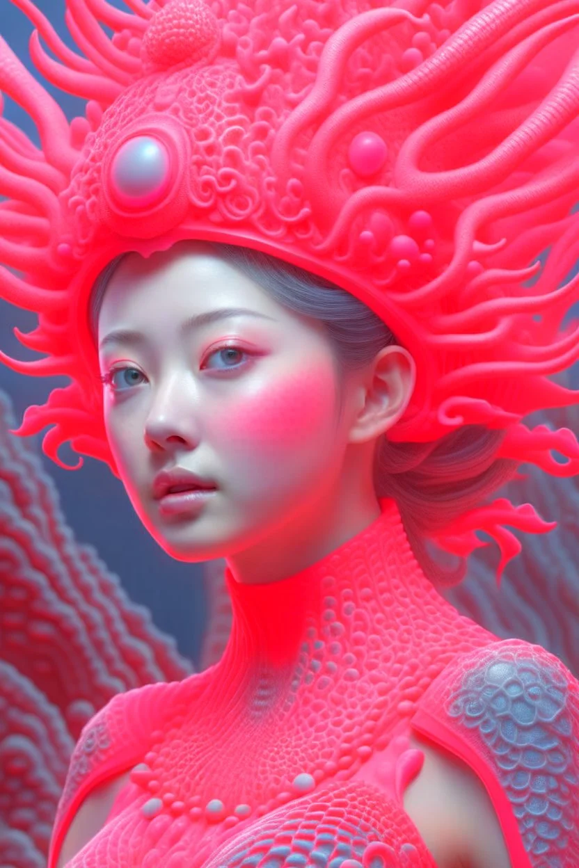 Coral alien , 3d 4k octane render, lifelike, photorealistic, artstation, illustration, smooth, sharp focus, ornate, intricate, complex, highly detailed, digital painting, smooth, art by tom bagshaw, akihiko yosh