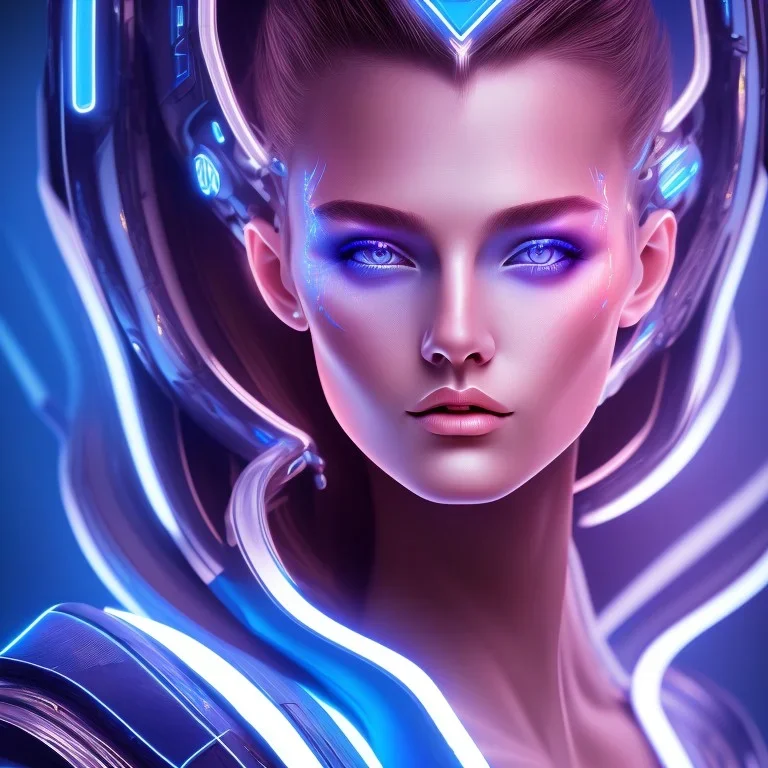 cyberblue, head, woman, portrai, tron