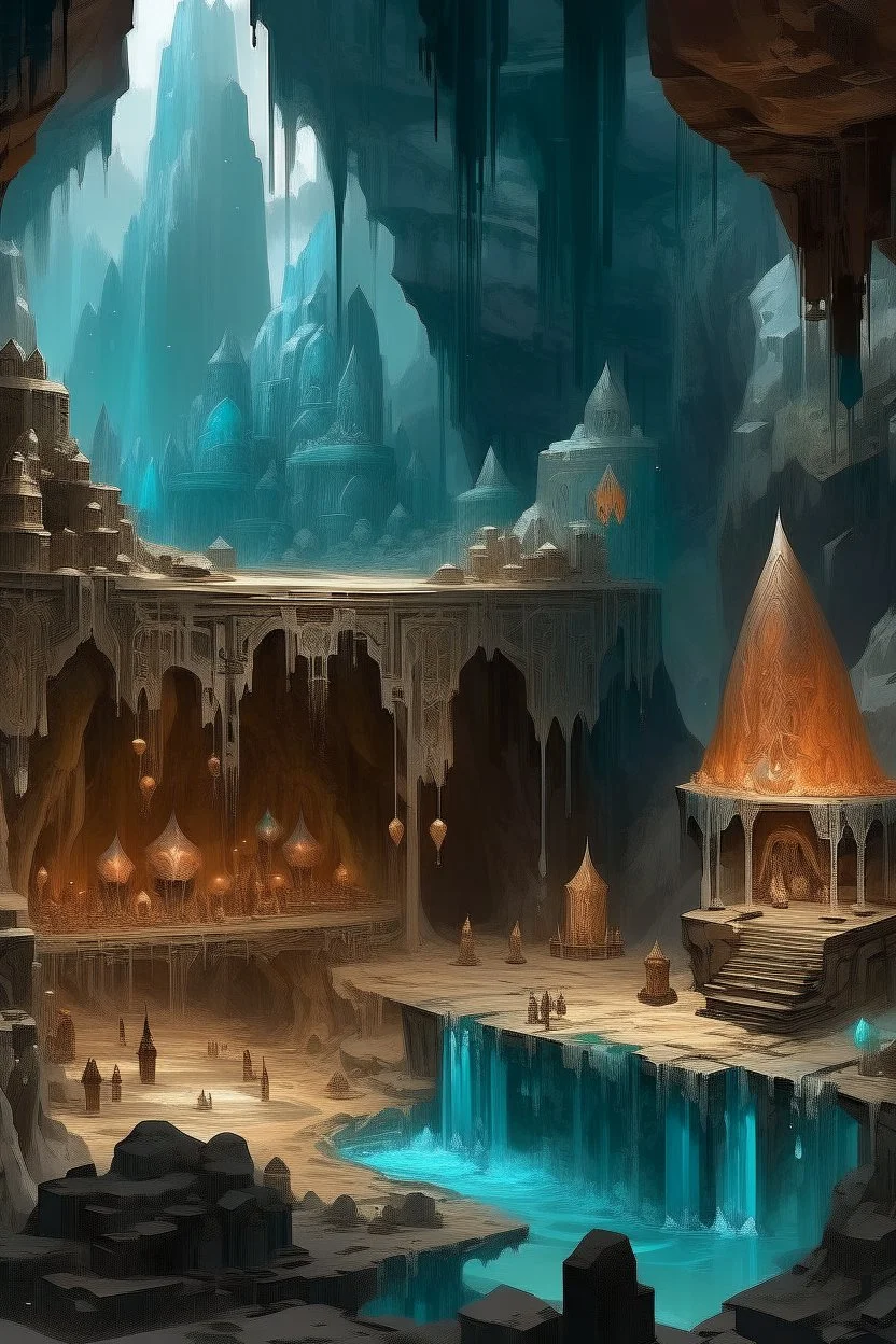 A tan underground crystal empire painted by Zhang Lu