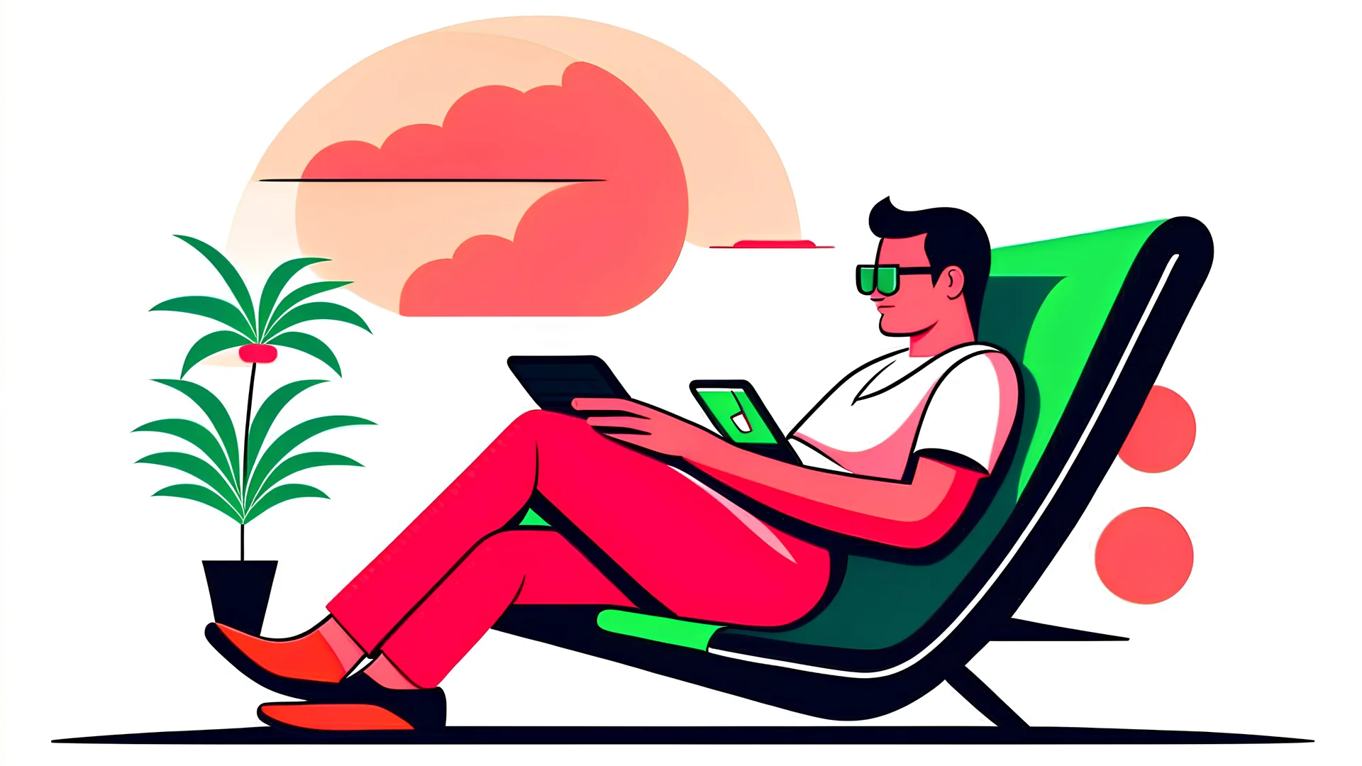 illustration of a man relaxing in a digital style
