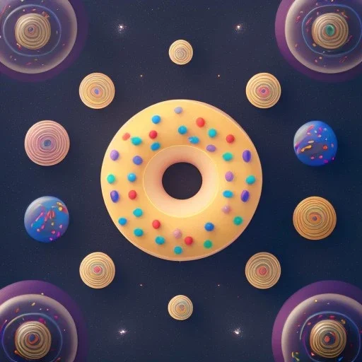 100mm photo of isometric floating donut in the sky, surreal donut with sprinkles, intricate, high detail, behance, microworlds smooth, macro sharp focus, centered