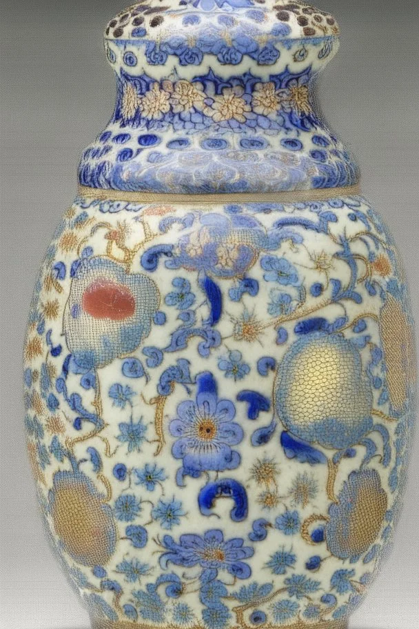 intricate jar with different holes and baroque flowers by ming dynasty, insanely detailed, complementary colors fine details