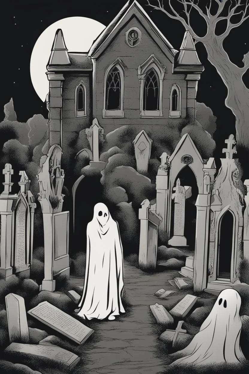 Ghost in a gothic graveyard