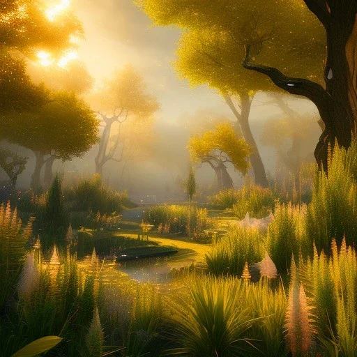 beautiful golden transparent landscape very etheric and cosmic, delicate colors, ultra sharp focus, 8k, unreal engine 5, extremely sharp detail, light effect, soft light atmosphere, smooth, full of details