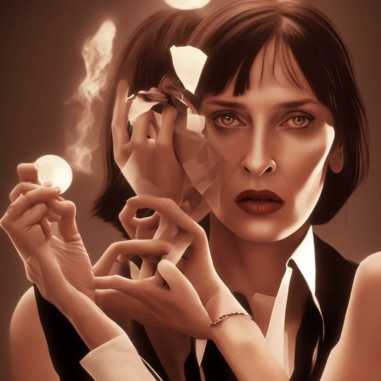 only one character, mia wallace, uma thurman, Pulp Fiction movie, scene.