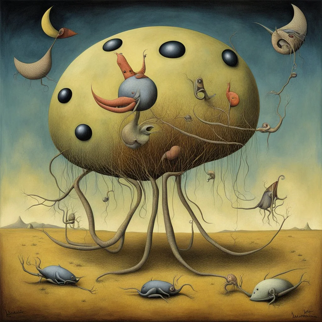 Enhanced surrealism, nightmare elastic animal contrivances, unregulated absurdity, by Desmond Morris and Pawel Kuczynski, mind-bending surreal double exposure image, weirdcore, classic surreal elements, by Victor Pasamore and Joan Miro, oil matte painting