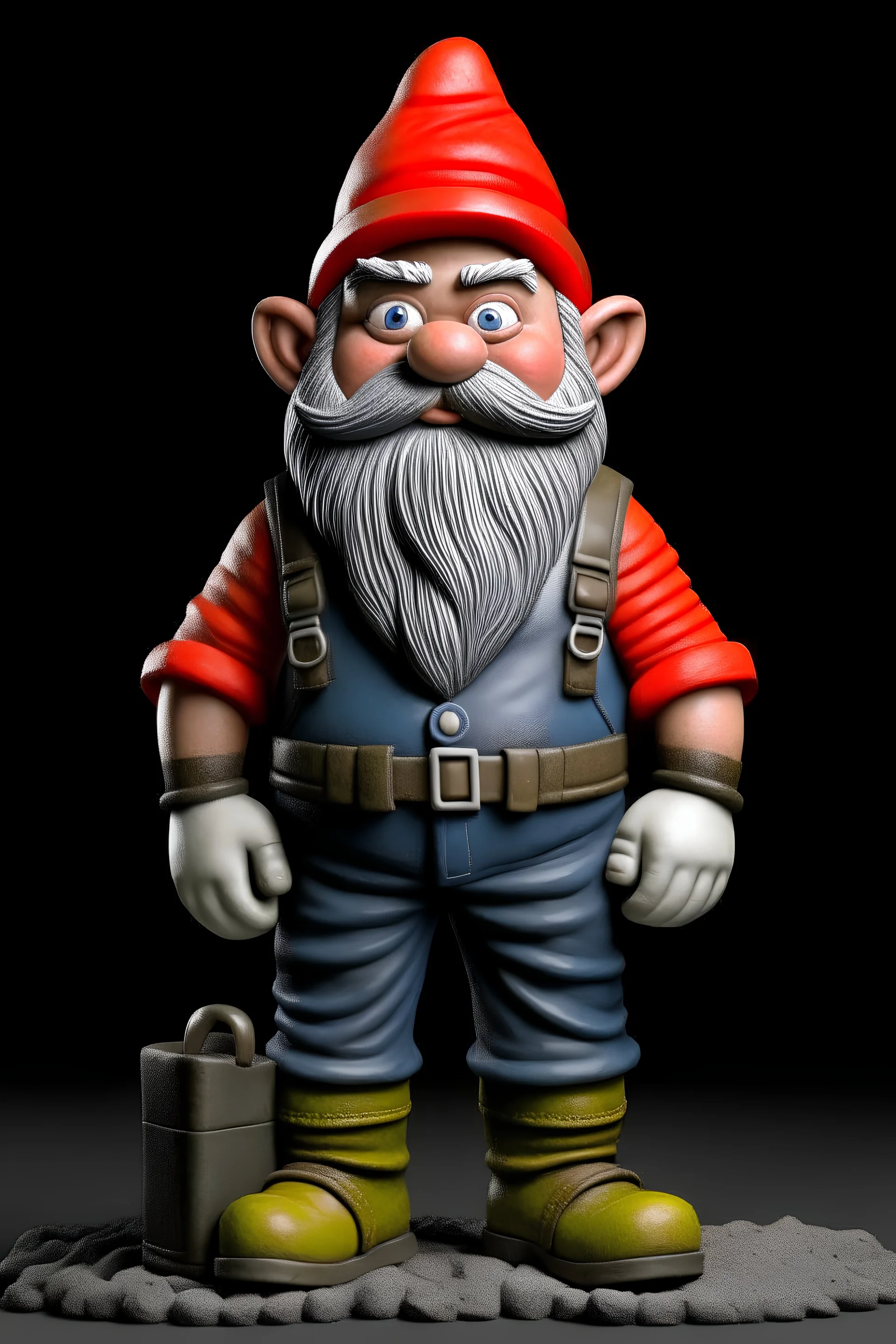 gnome mechanic wearing coveralls