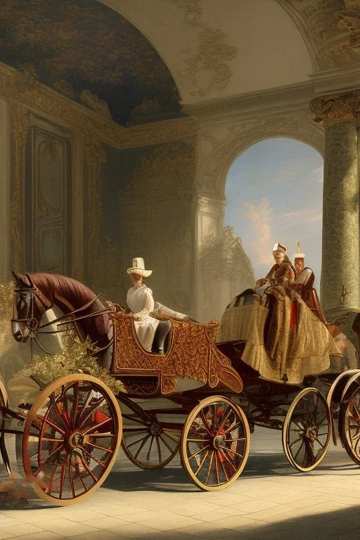 Fiacre landauer carriage with two horses in Vienna