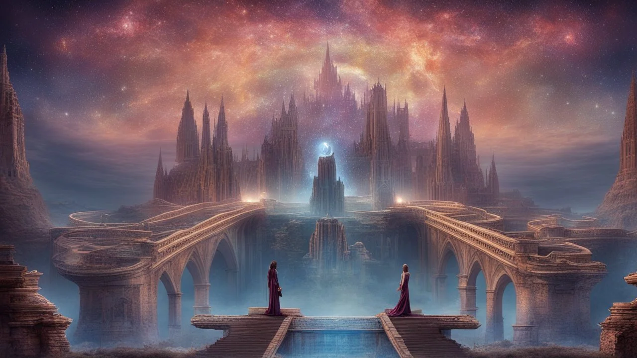 imagine mystical beings in some mystical city somewhere cosmic