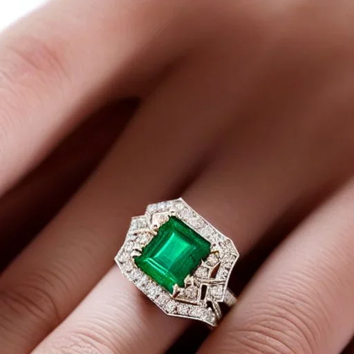 emerald cut diamond ring, art noveau, filigree, floral, breathtaking, highly ornate, delicate, intricate, photorealistic, high fashion, fine jewellery, luxury, designer