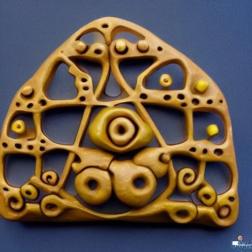 ocarina de textura espumosa con formas proteicas en la superficie