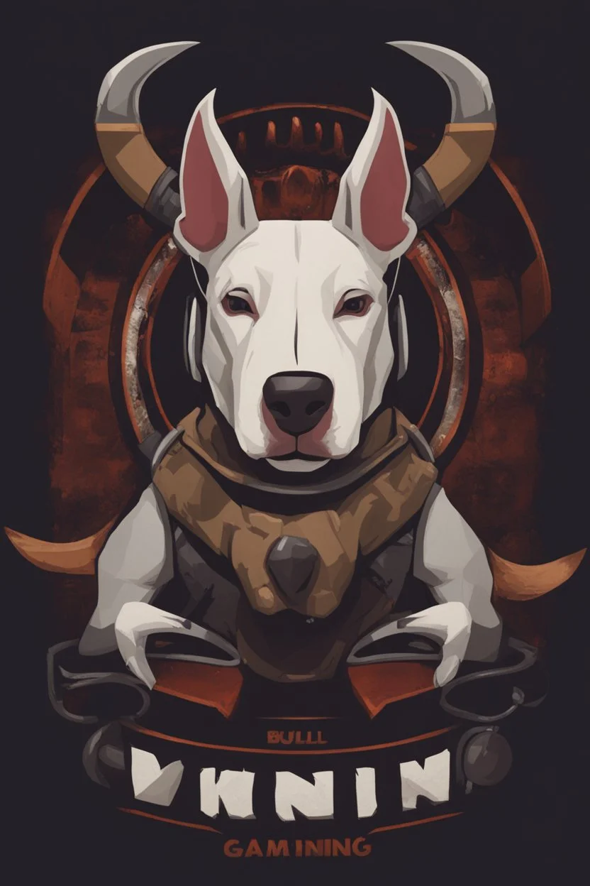 bull terrier viking gaming logo on t-shirt