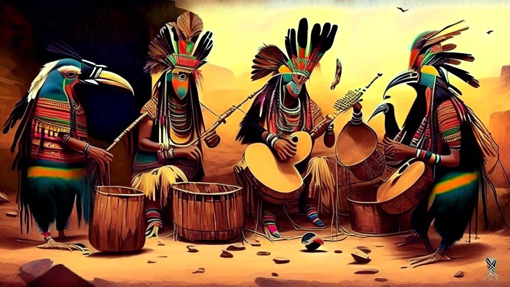 Rhea bird Ñandú band playing music