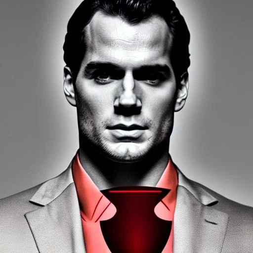 portrait of henry cavill as james bond, drinking a martini, red and golden background, cinematic, hd, 4k