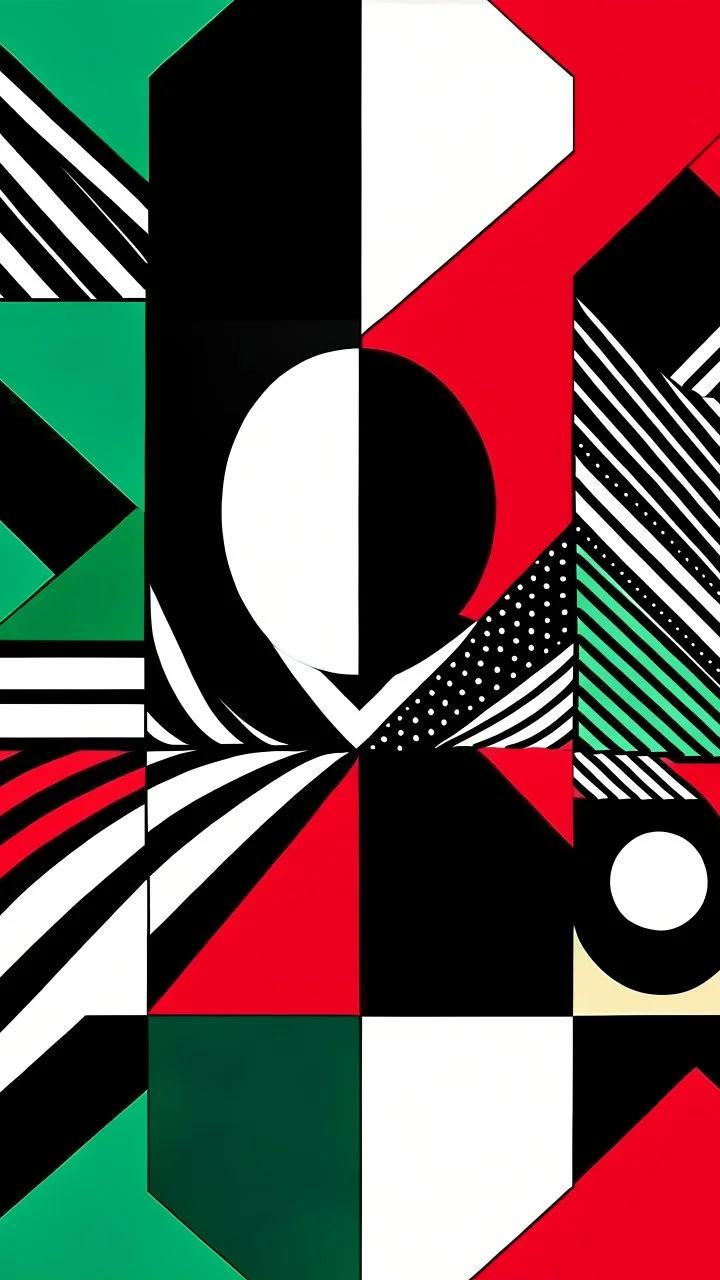 A vibrant and dynamic flag design for Palestine, featuring bold geometric patterns and a striking color palette that represents the resilience and strength of the Palestinian people.