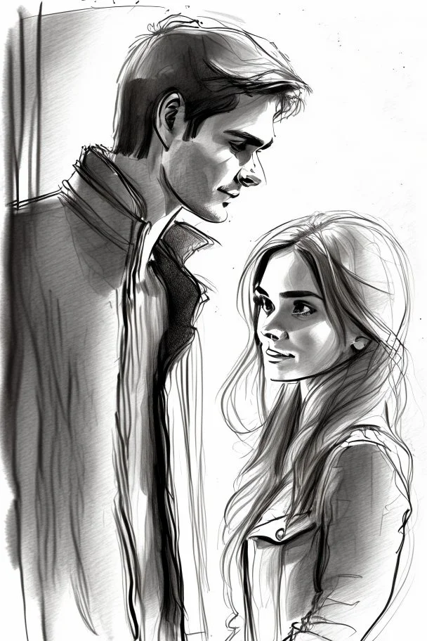 Sketch drawing of couple