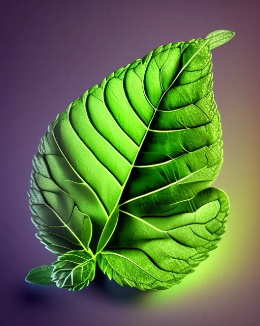 mint leaf. Realistic photo. HD. Glowing. 3d style