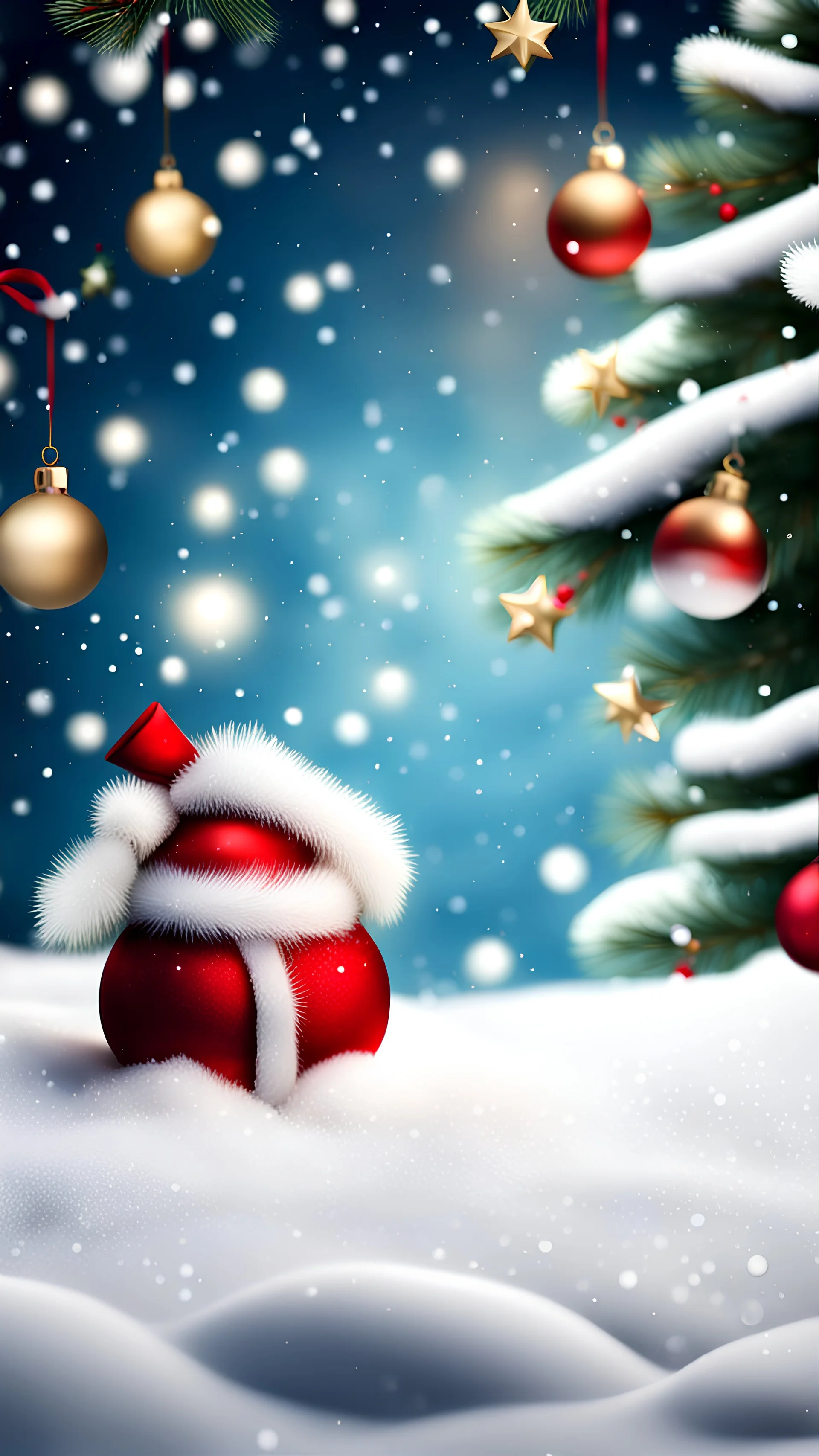 Christmas background for mobile, realistic, 4K,snow, small towen