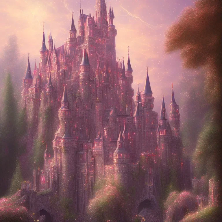 luminous castle pink Magic dream world