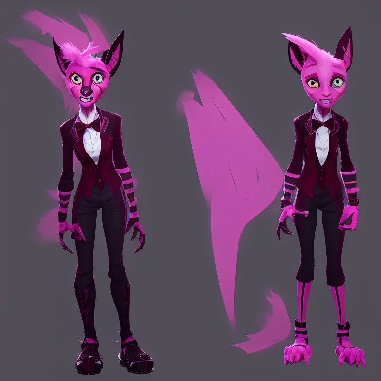 They have a red bow tie, much like Mangle and Bonnie, and long, sharp pink nails. Unlike Foxy's other known counterparts (excluding the Nightmare counterparts), Funtime Foxy has five fingers. They have three black buttons on each of their shins.