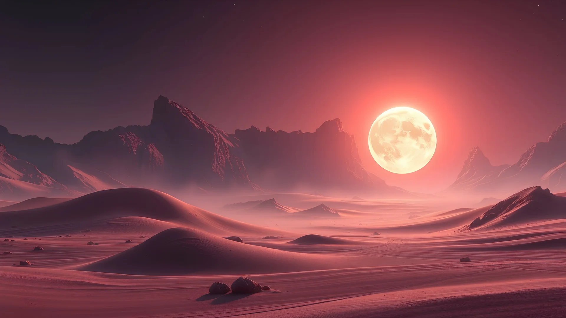 landscape made of dust that looks futuristic with futuristic lighting, realistic rendering