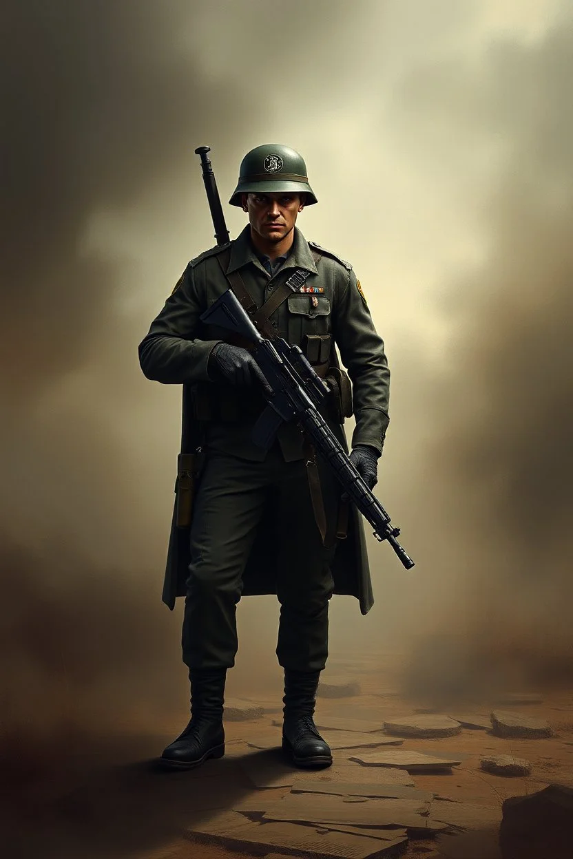 bad ass elite soldier in 1950 concept