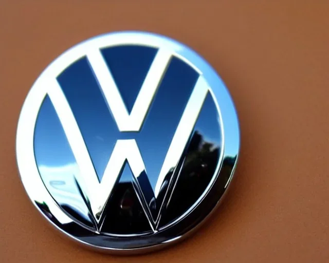 vw logo badge chrome futuristic