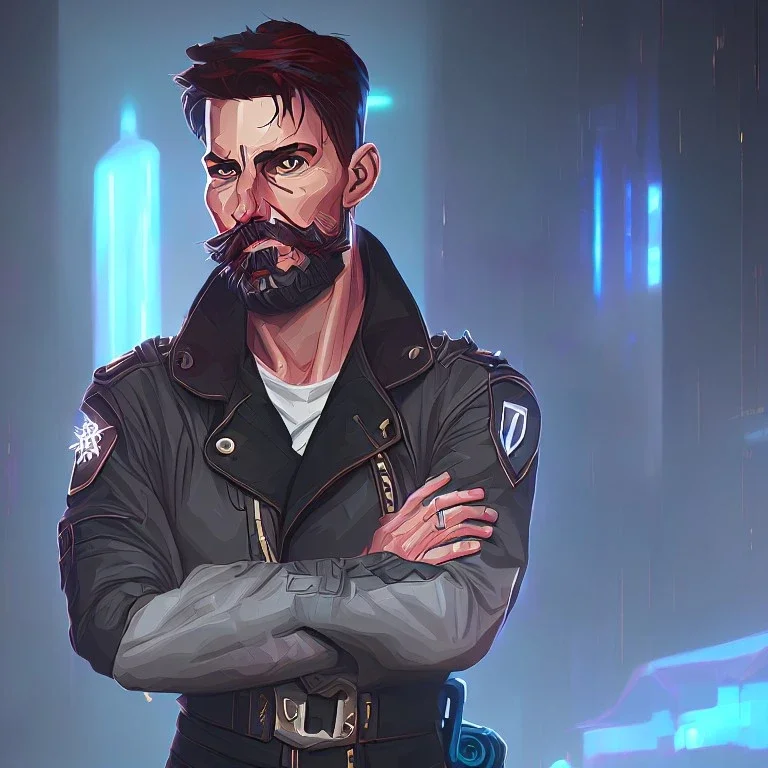 Tom Cruise Christmas cyberpunk military beard art