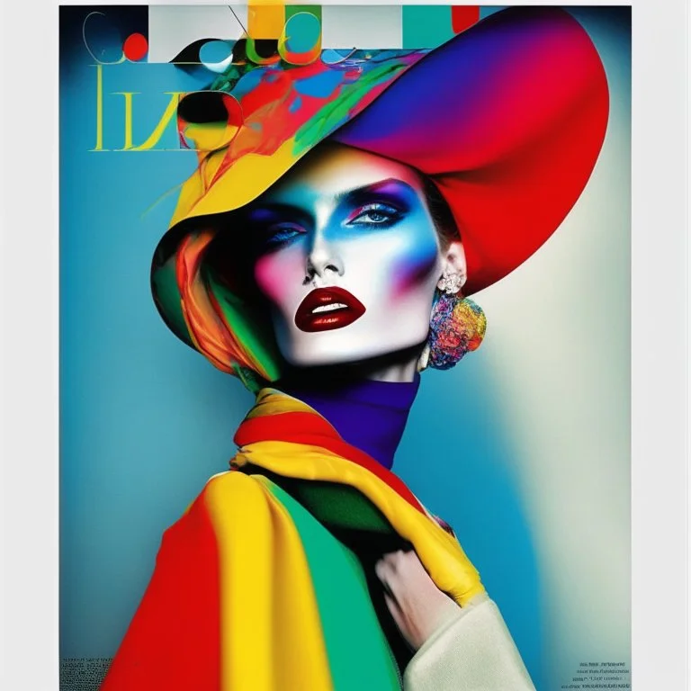 A vogue-like poster. No writing, no words. Colourful, fashion.