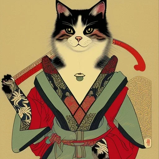 Ukiyo-e Style ,cute cat