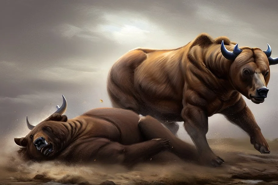 the bull defeats the bear